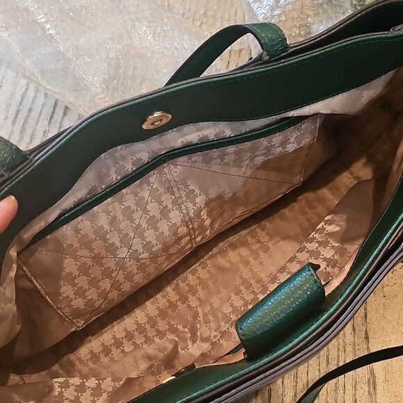 Karl Lagerfeld Leather Green Shoulder Tote Bag - Picture 10 of 16